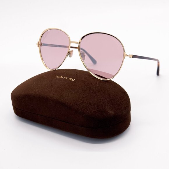 NEW TOM FORD RIO FT1028 32Z WOMEN AVIATOR SUNGLASSES FT1028/S GOLD PINK main image 8